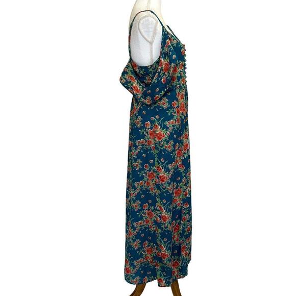 J. Gee blue floral maxi sundress, small, tropical, vacation, flowy, colorful - Picture 2 of 7